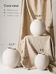 Vase en céramique blanche - 9.8 Vase Rustique ferme de pouce pour décoration maison, Vases minimalistes pour salle de séjour, Table, Salle de bains, Vacances & Mariages (blanc de sable)