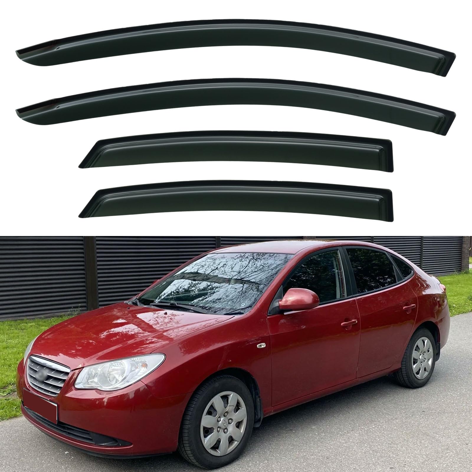 Window Visors Rain Guards for 2007 2008 2009 2010 Hyundai Elantra | Out-Channel Window Vent Wind Deflectors Visors Shades Protectors for 07 08 09 10 Hyundai Elantra