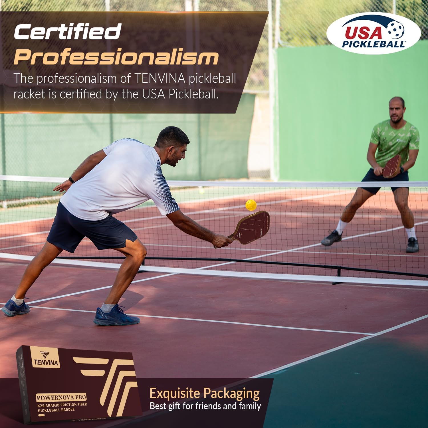 TENVINA Pickleball Paddles, Thermoformed 4 Layers Carbon Fiber Pickleball Paddle, Pickle Ball Paddle USAPA Approved with Dominant Power and Larger Sweet Spot - Image 7