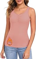 Vista 20 de WOWENY Camiseta sin mangas de forro polar térmico para mujer, sin mangas, cuello corazón, chaleco de invierno, ropa interior, camiseta cálida