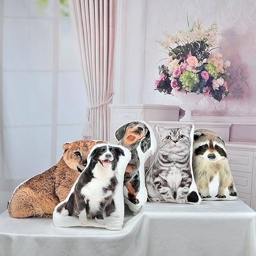 Miniatura 6 de JWH Funda de almohada decorativa con forma de gato 3D, almohada decorativa con forma de animal, funda de almohada con estampado de mascotas para