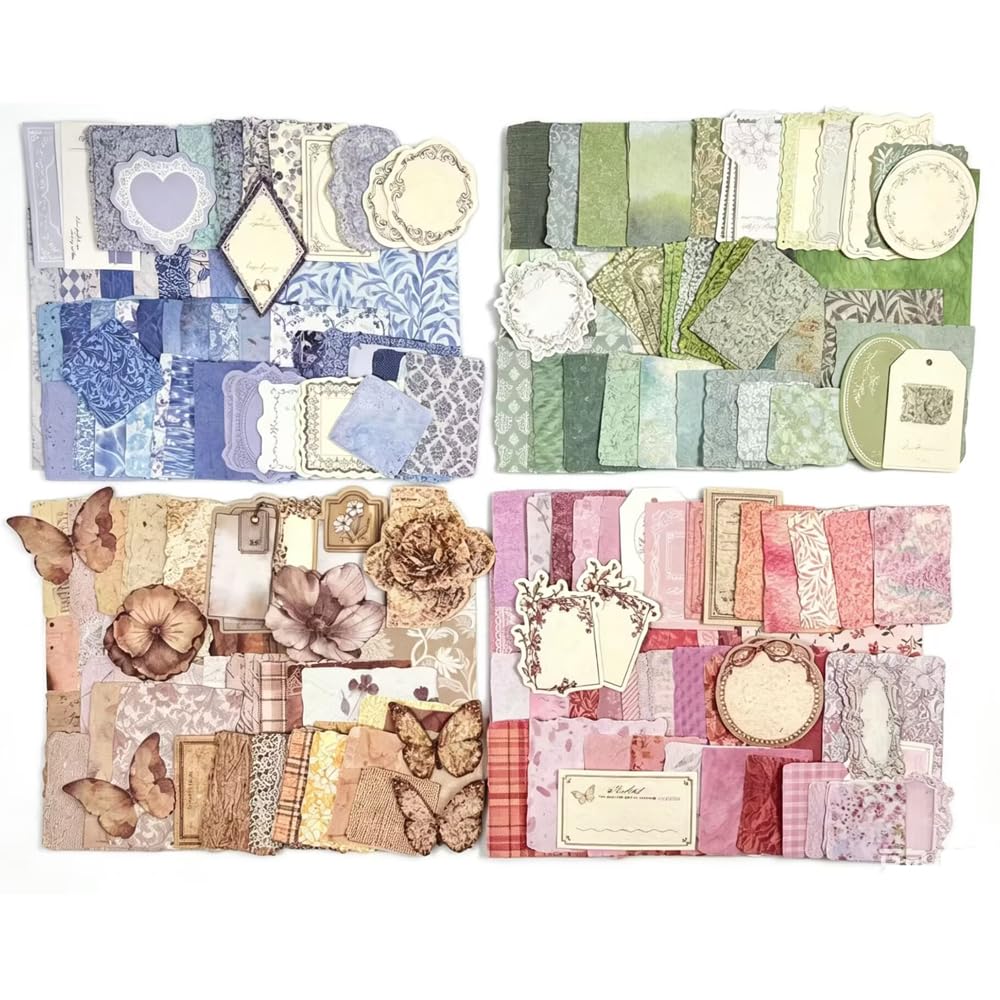 Alideco 400pcs Scrapbook Paper Vintage Basic and Versatile Scrapbooking Paper for Journaling Supplies, Decorative Craft for Junk Journals (zhijianyouju)