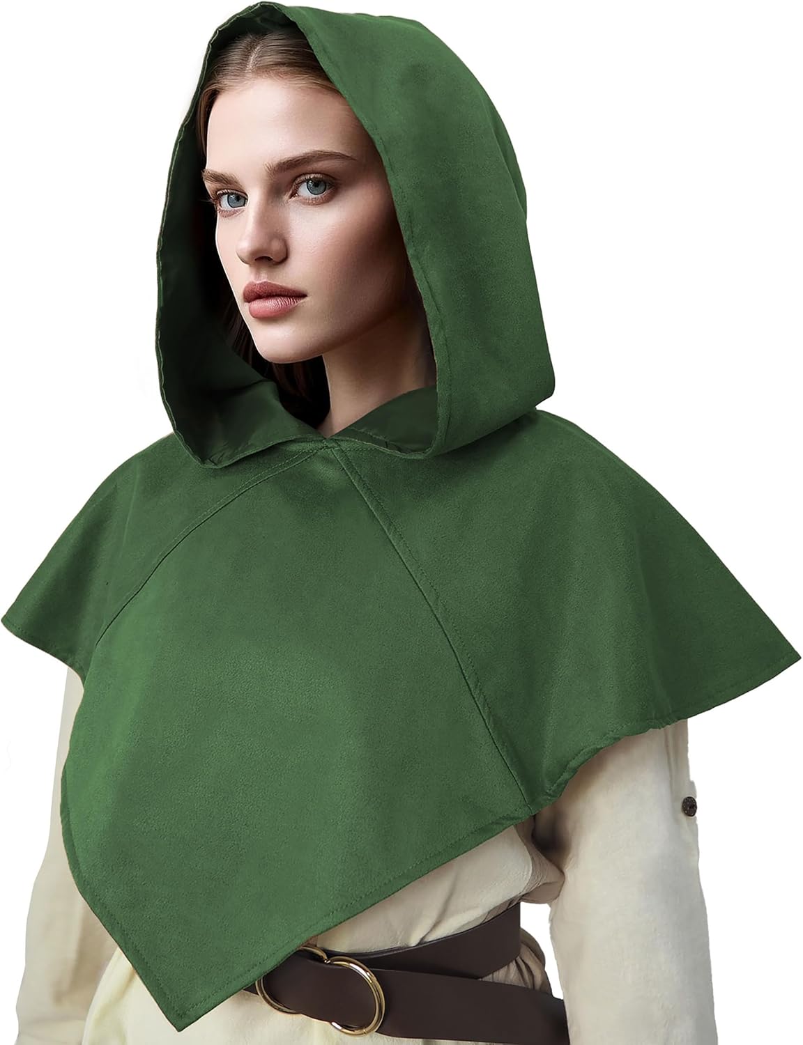 CosInStyle Retro Medieval Hooded Cape for Halloween Cosplay - Compact Renaissance Costume Accessory for Women & Men - Image 2