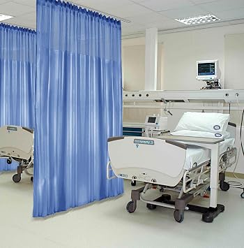 Frelement Flat Hooks Medical Curtain Privacy Room Divider Drapes for Hospital, Medical Clinic, SPA, Lab, Office, Nursery, 60W x 84L inches, Azure Blue, 1 Panel (Not Included Track Hardware)