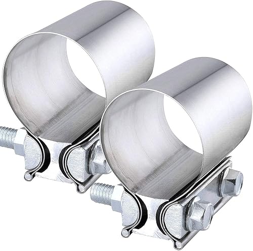 Miniatura 6 de EVIL ENERGY Punta de silenciador de escape de 2.5 pulgadas, entrada de 4 pulgadas, universal, para automóvil, con abrazadera de banda de escape de