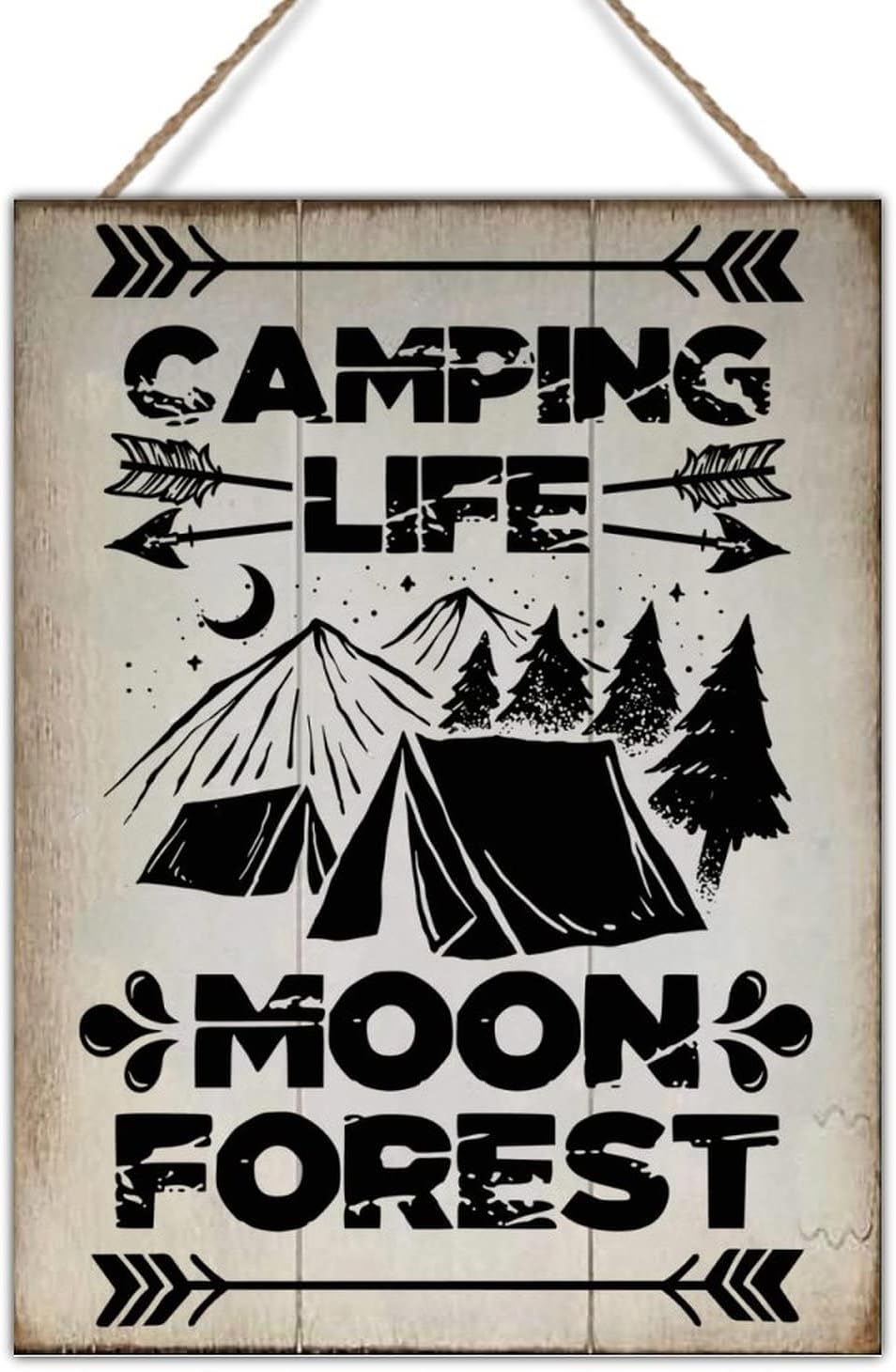 Rustic Wooden Sign Inspirational Motivational Quote Wall Decor Sign Camping Life Moon Forest Wood Decorations Signs for Living Room Home Decoration 18x24in Birthday Gift to Mom