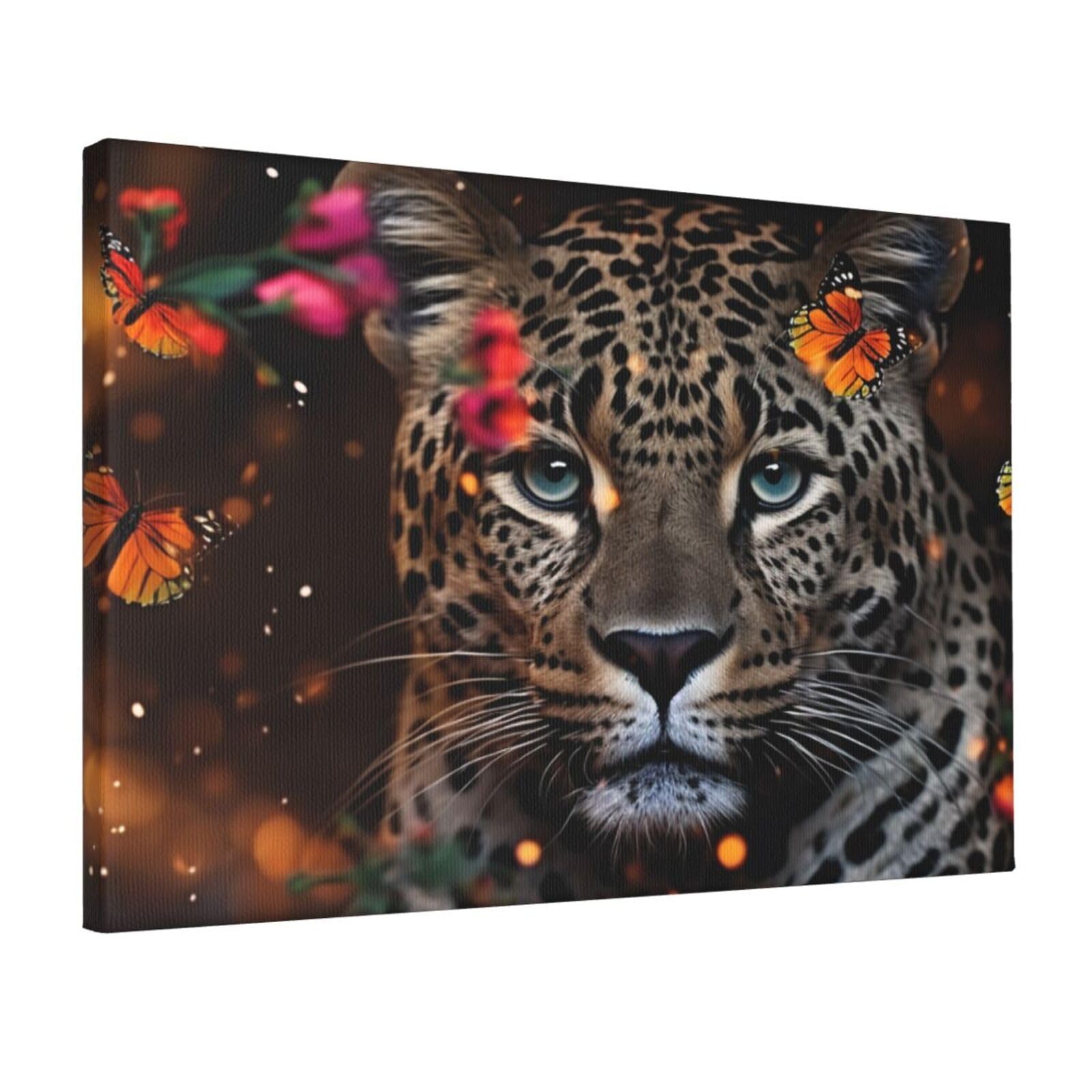 KLOPH Leopard and Butterfly Canvas Wall Art for Living Room 12"x18" Modern Artwork Painting for Bathroom Hanging Canvas Prints Aesthetic Wallart for Bedroom Kitchen Office Wall Decor