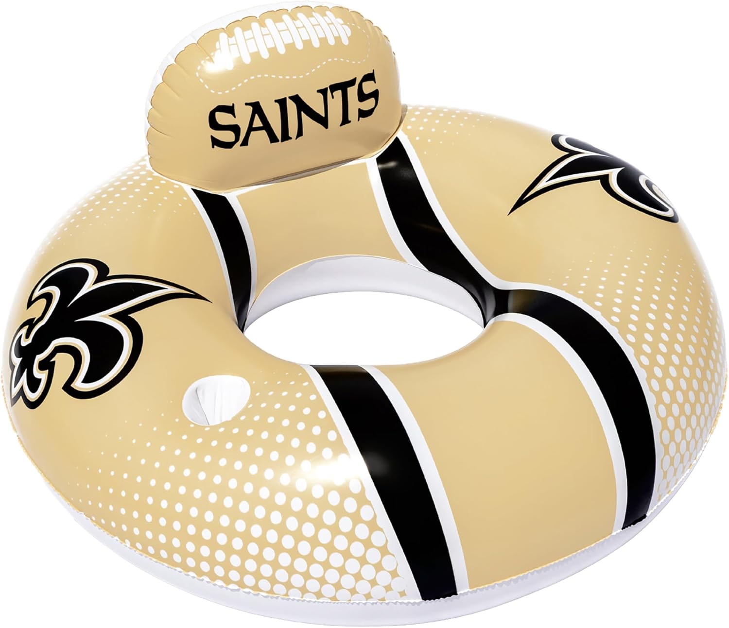 NFL 42" Pool Float with Backrest and Cupholder, Officially Licensed Inflatable Tube for Adults - New Orleans Saints