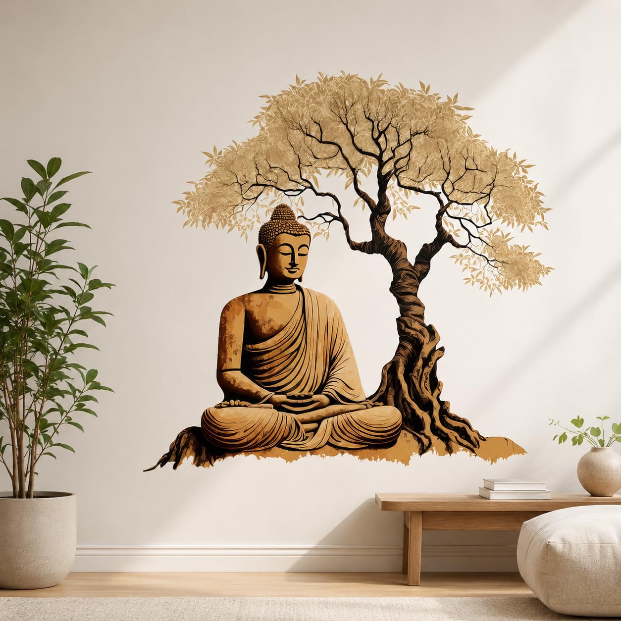 Vinyl 3D Buddha Tree Wall Sticker for Living Room, Bedroom, Bathroom, Kitchen, Office Decor, self-adhesive, 4 cm-image-37