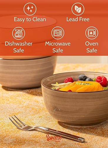 Miniatura 3 de Sweese Juego de 6 cuencos de sopa de 20 onzas para cereales, aperitivos, arroz, ensalada, guarniciones, cuencos de porcelana para decoración de