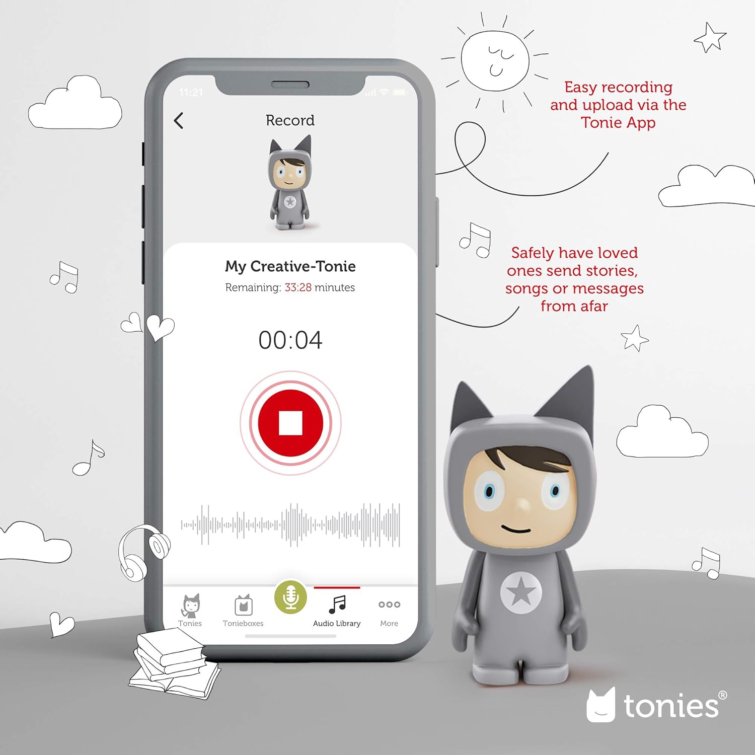 Toniebox Audio Player Starter Set with Nap Time: Bedtime Songs, Nature Sounds, White Noise and Creative - Gray : Toys & Games