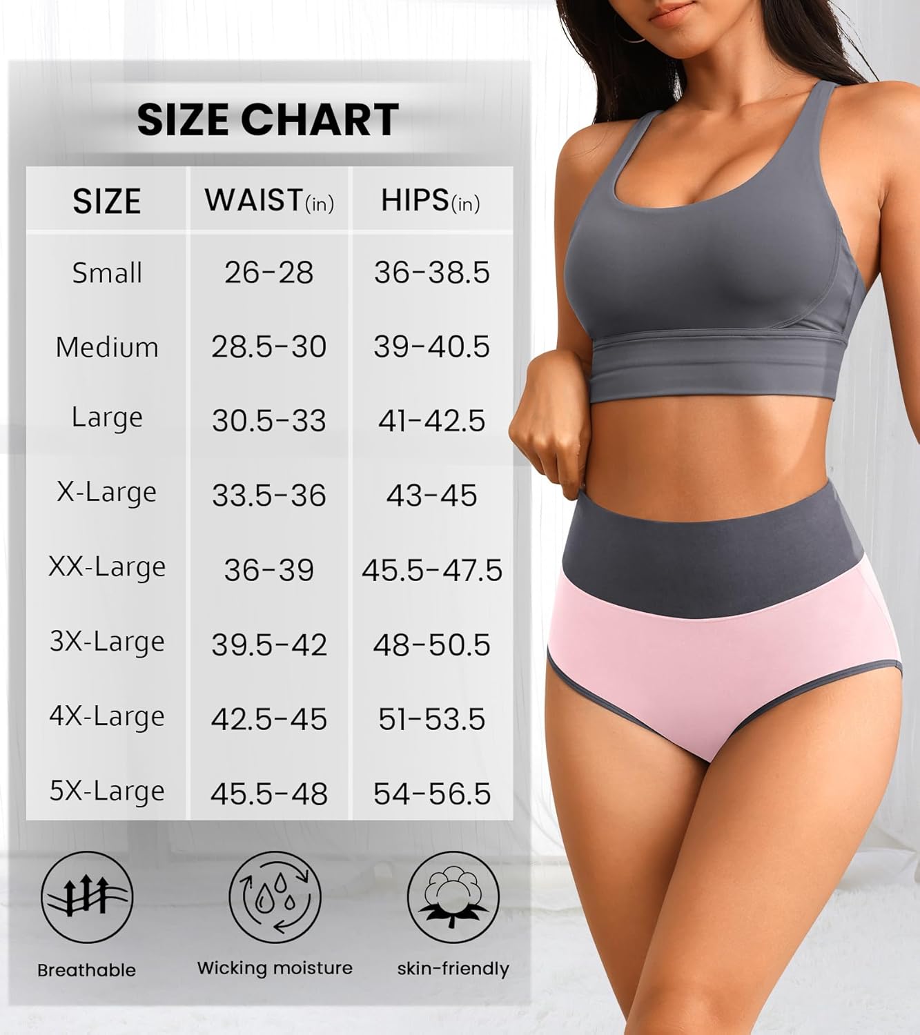 Eiggam High Waisted Underwear for Women Tummy Control Panties Cotton Briefs Full Coverage Breathable Underwear Packs Women - Image 7
