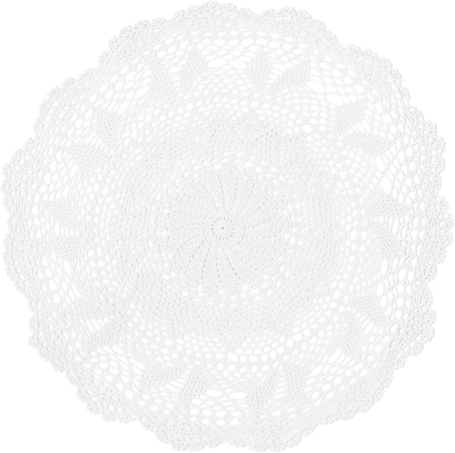 GOODSDECO Round Lace Tablecloth 27 Inch, Cotton Handmade