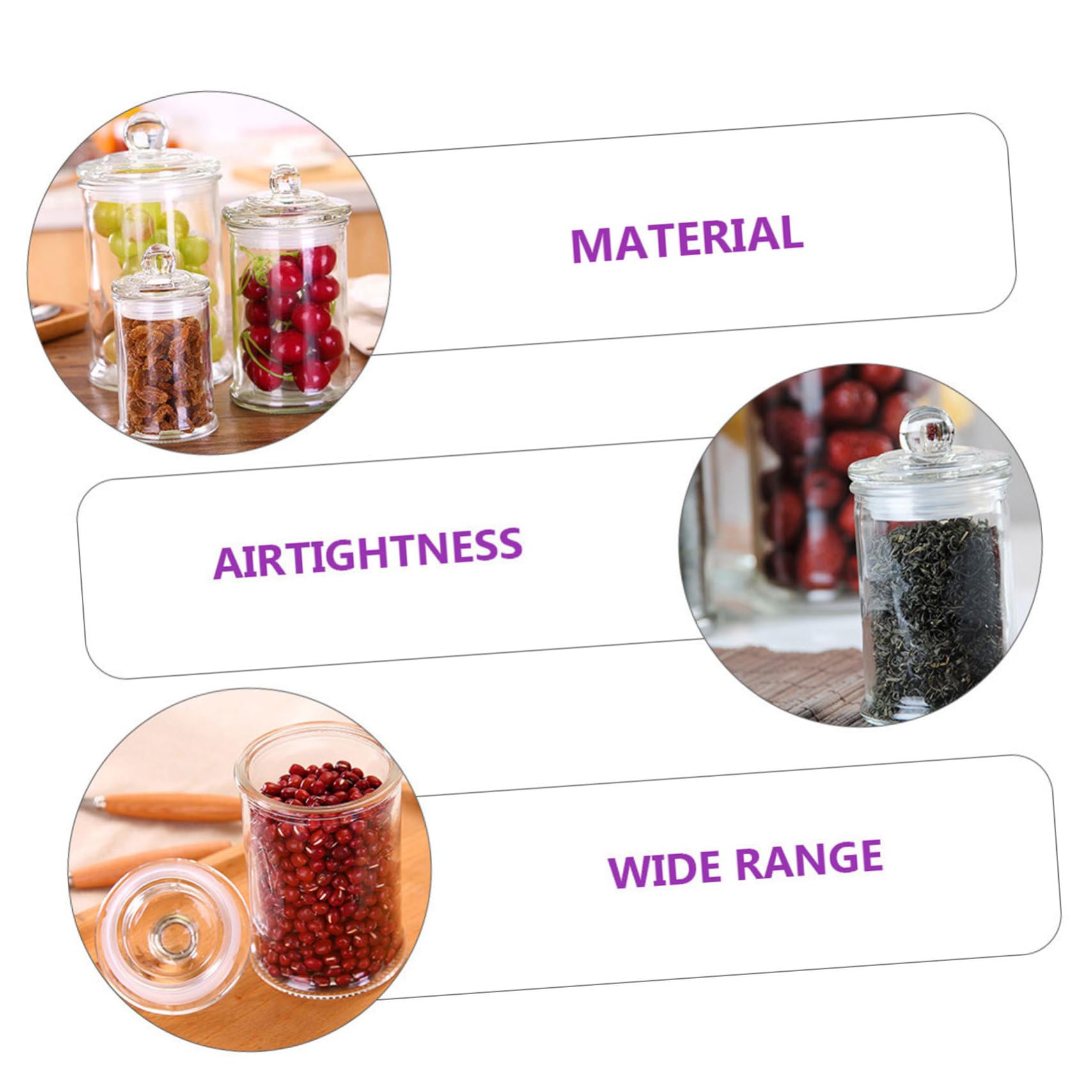 Mikinona Tarro de Almacenamiento de Alimentos de Vidrio Transparente 750 Ml, Recipiente Hermético Anti Humedad, Contenedor Multiusos para Cocina y Hogar, Adecuado para Cereales y Dulces