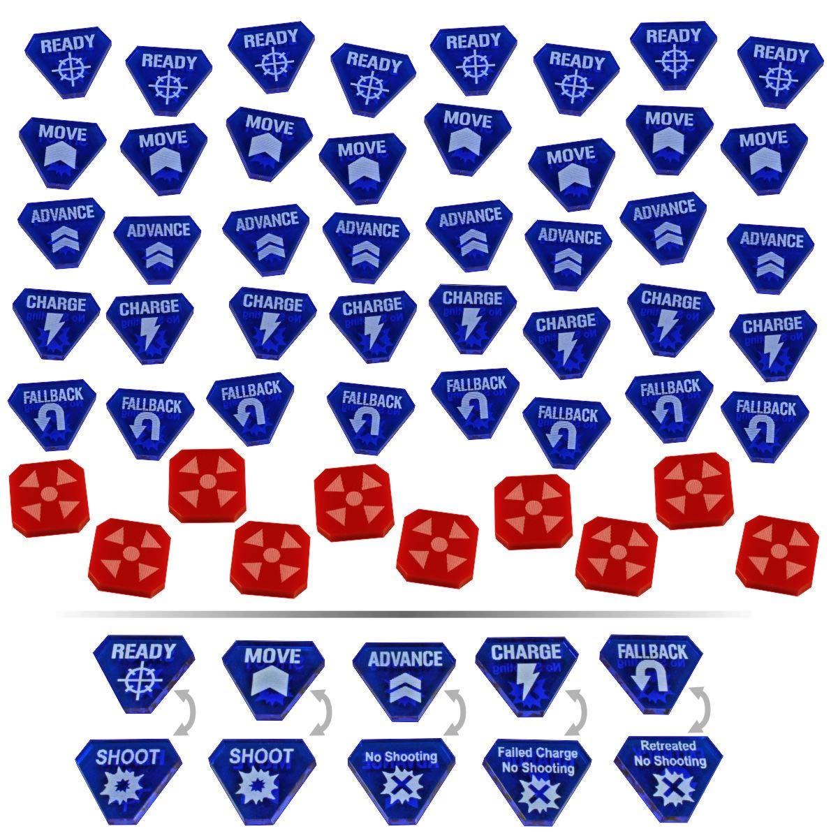 LITKO Combat Token Set | Compatible with Warhammer: Kill Team | 50 Pack (Translucent Blue)