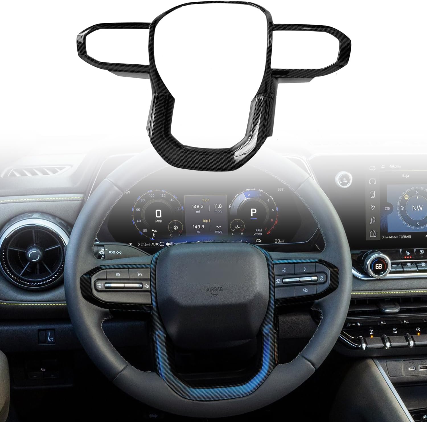 for Chevrolet Colorado 2023-2025 ABS Steering Button Trim 1pcs Car Accessories (Carbon Fiber Black)