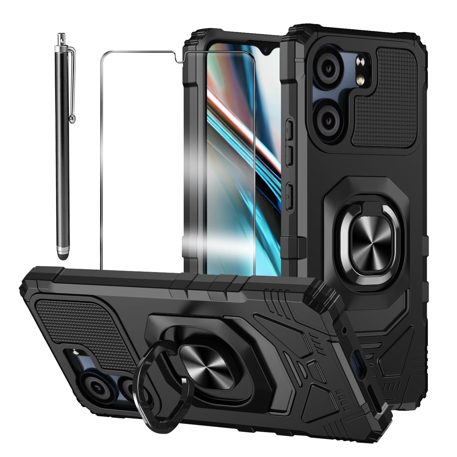 TTYSHTT for BLU View 5 Case with Tempered Glass Screen Protector Protection Cover Shockproof Heavy Duty [Military-Grade] Rugged Phone Case with