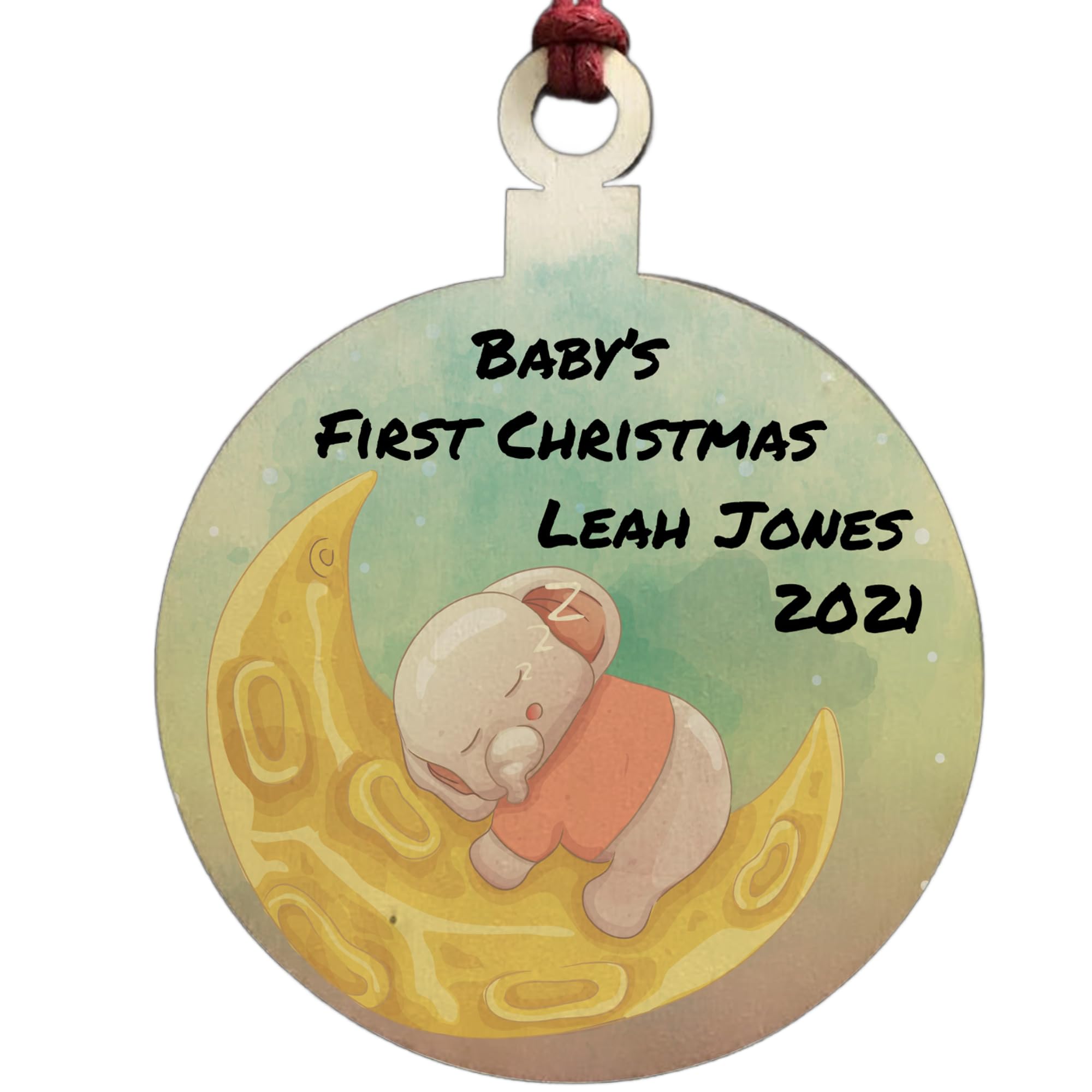 Babys 1st Christmas Bauble Hanging Tree Decoration Personalised Gift For Family