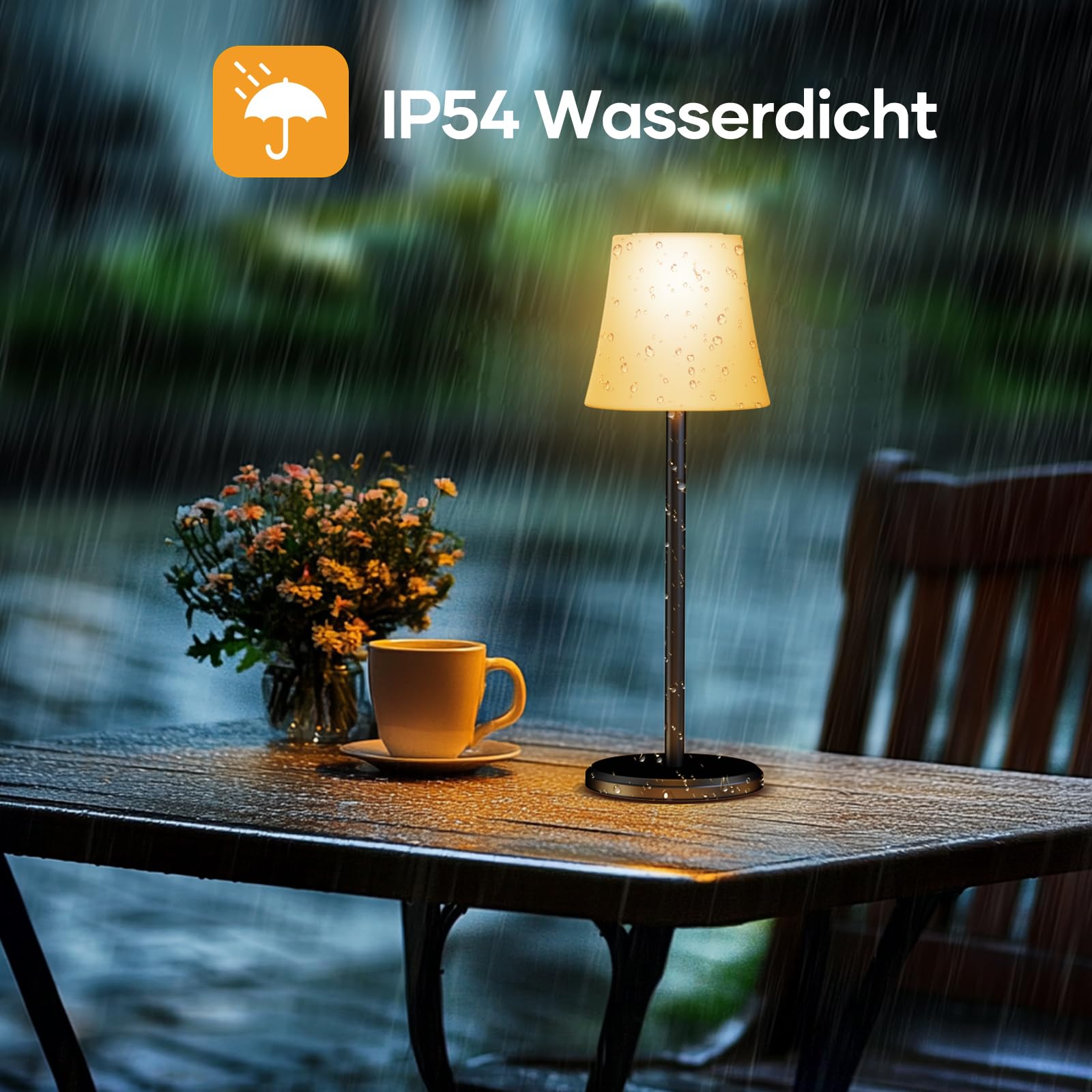 Suright 2 Stück Tischlampe Kabellos mit 3 Farbmodi und RGB Farben, Touch Control Dimmbar Aufladbar Akku Tischleuchte, IP54 Wasserdicht LED Tischlampe für Restaurant, Schlafzimmer, Party, Camping