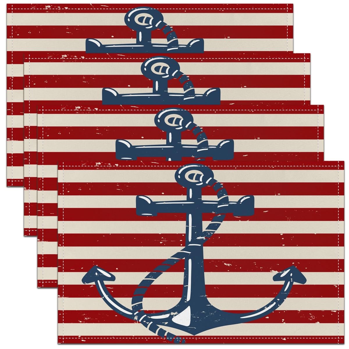 45X30cm Anchor Decor Table Place Mats Nautical Themed Placemats Set of 4 For Ocean Placemat for Kitchen Dining Table Decor Indoor Outdoor Sea Adventure