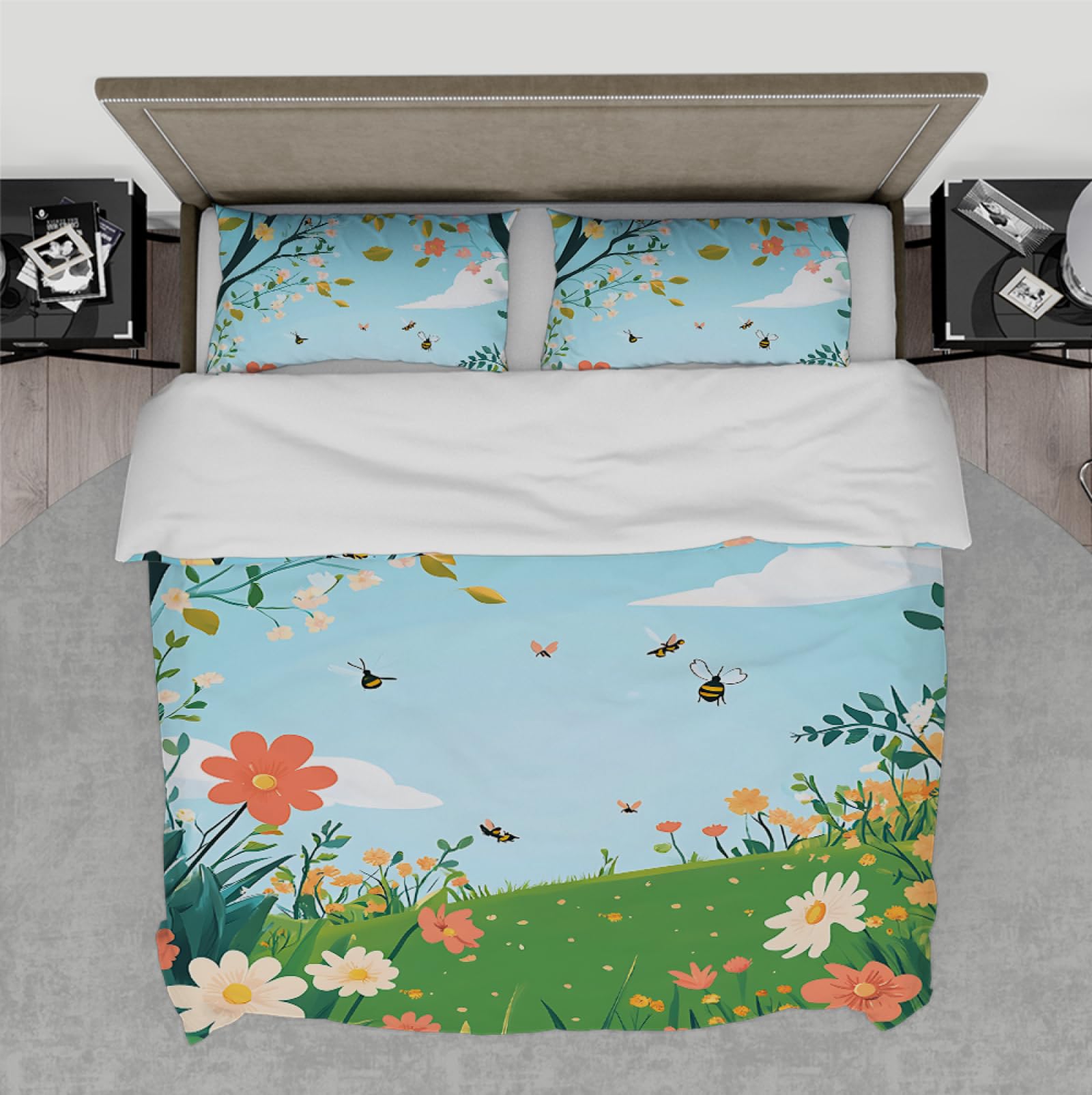 Parure de lit avec fermeture éclair et attaches de coin 200x200