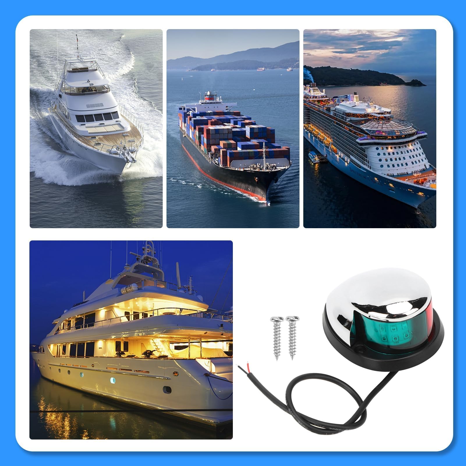 HERCHR Luci di Navigazione per Barche, 12V LED Rosso e Verde Lampada per Segnale di Navigazione Lampada per Yacht, Alta Visibilità Crociera Notturna Attrezzatura Sicurezza, Luci di prua per barche
