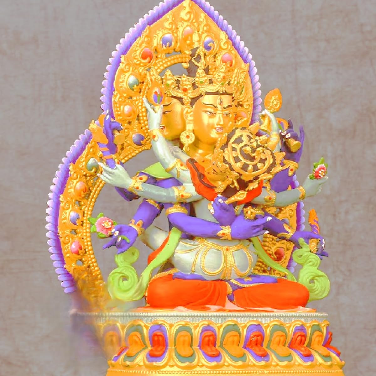 Escultura de estatua de Buda de meditación de 10,5 pulgadas, decoración de estatua de Buda Guhyasamāja Tantra, colorida estatua de Buda de bronce antiguo, altar de meditación en el hogar, sala de esta