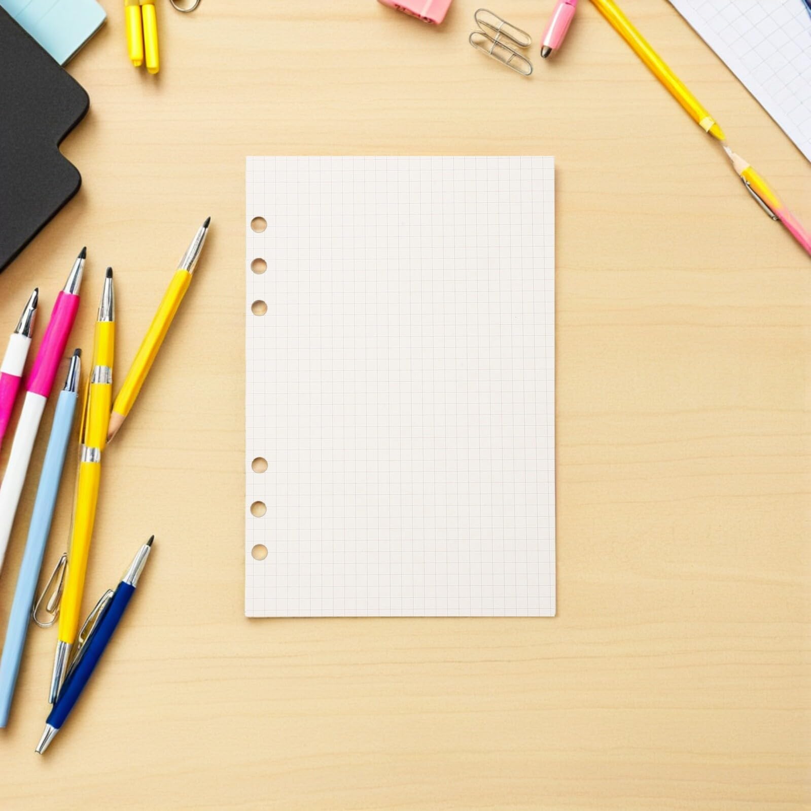 6stücke Liniertes Papier für Ordner Planer-einlagen Notizbuch-einlagen Blanko-nachfüllblätter Kariertes Notizbuchpapier