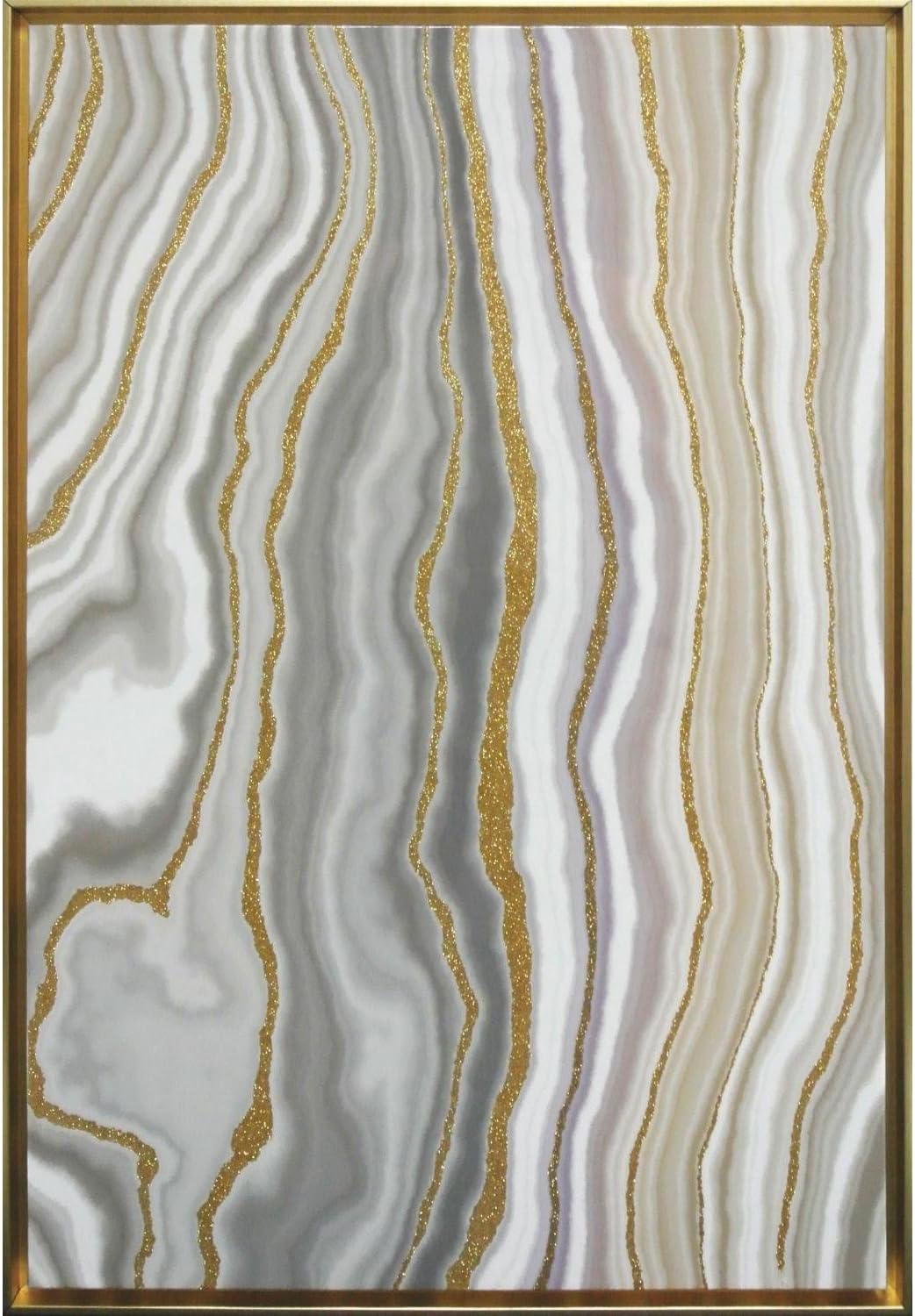 Linden Ave AVE10304 Glitter Veins Agate-Green Framed Wall Art