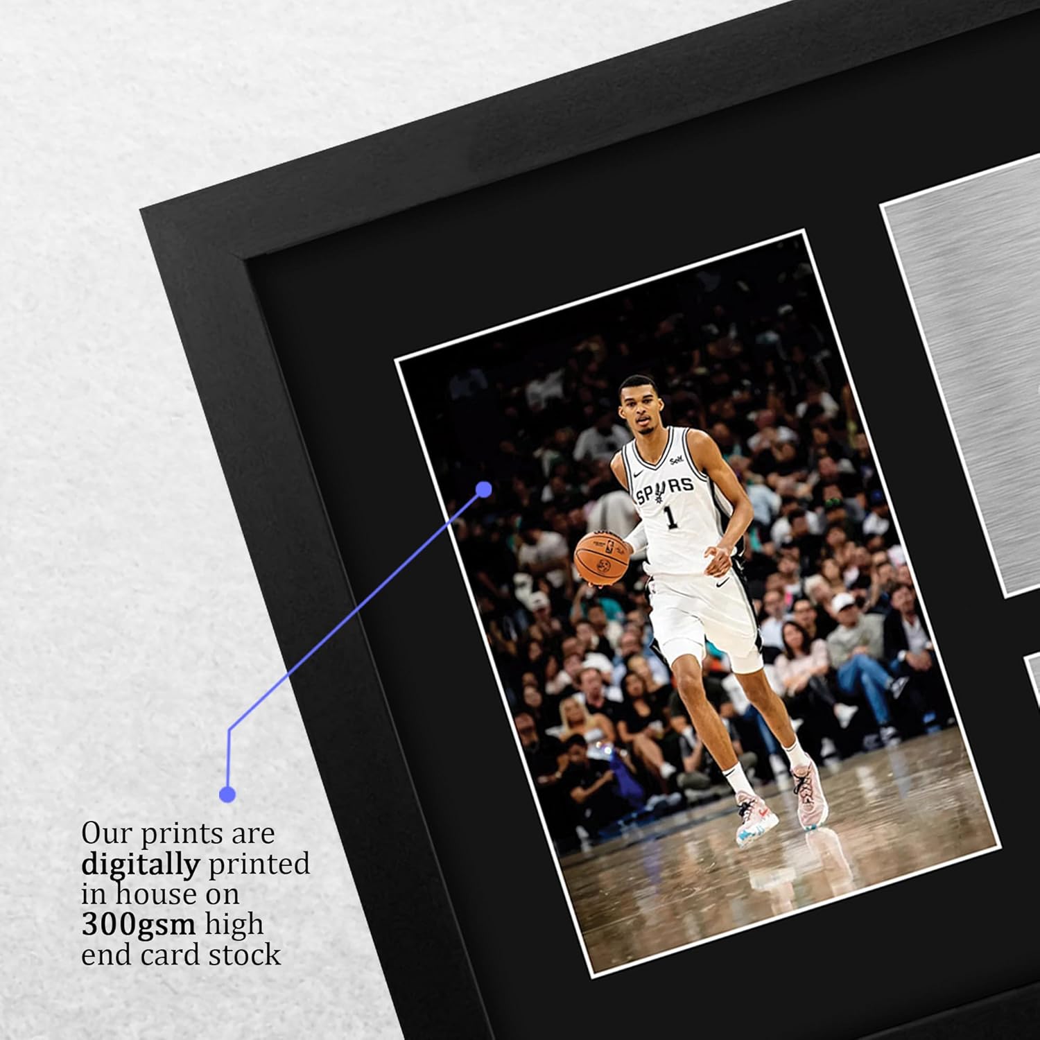 HWC Trading Victor Wembanyama Framed Gifts Printed Signed Autograph Picture for Basketball Memorabilia Fans - US Letter Size