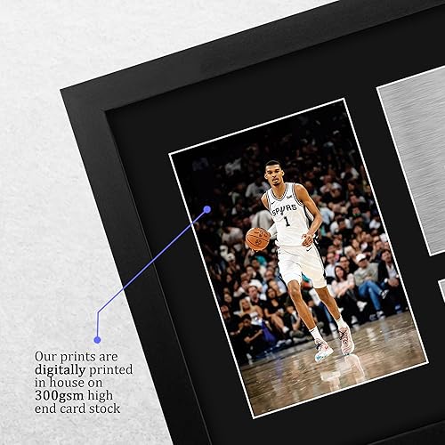 Miniatura 4 de HWC Trading Victor Wembanyama - Regalos enmarcados impresos con autógrafo firmado para fanáticos del baloncesto, tamaño carta de EE. UU