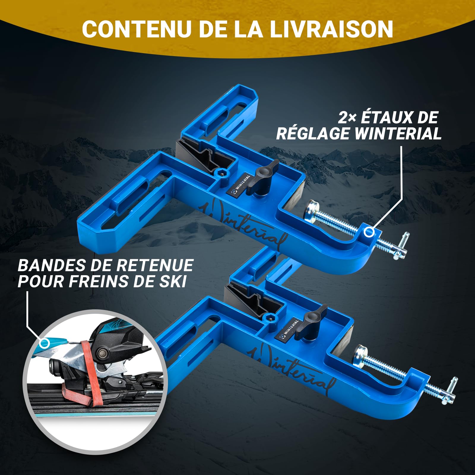 Winterial Étau à Skis et Snowboard Set de 2 Réglable Positions Horizontales Verticales