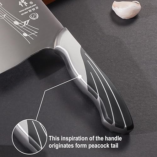 Miniatura 5 de SHI BA ZI ZUO Cuchillo de cocina chino de 7 pulgadas Cuchillo vegetal Cuchillo de chef profesional con mango de acero fundido de espiga completa