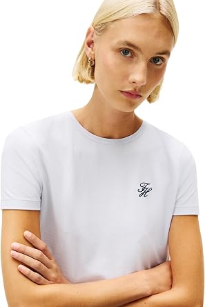 Tommy Hilfiger Women's Th Script Reg C-nk Ss Tee Ww0ww47809 S/S T-Shirt (Pack of 1)