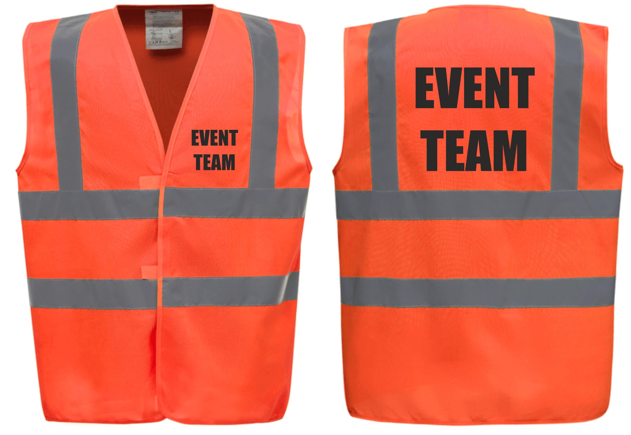 Brook Hi Vis Premium Safety Vest - EVENT TEAM Printed Front & Back, Event Management High Viz Waistcoat, Available in 14 Colours, Festivals (UK, Alpha, S, Regular, Regular, Orange) โ image 1