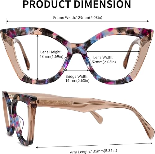 Miniatura 4 de Zeelool Elegante acetato ojo de gato gafas marco con lente transparente sin prescripción mujeres gafas de gran tamaño Spitler ZJGA100148