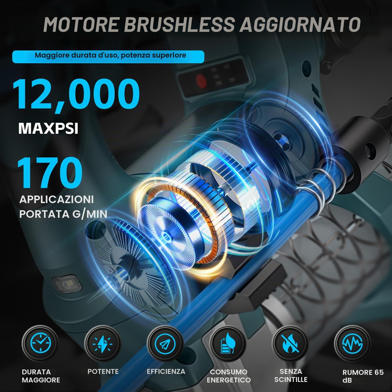 Sgrassatore a batteria per batteria Makita da 18 V, 12000 psi, 160 g/min | Sgrassatore elettrico a batteria da 18 V, motore senza spazzole, indicatore LED, per macchine pesanti (senza batteria)