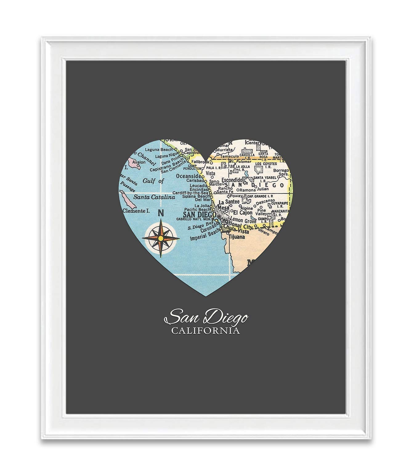 Amazon.com: San Diego Map Heart Print, Unframed, Wall and Home Decor, 8x10  Inches : Handmade Products