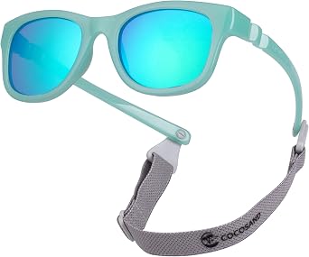 COCOSAND Baby Sunglasses with Strap UV Protection Flexible Square Frame for 0-12 Months Newborn Infant Boys Girls