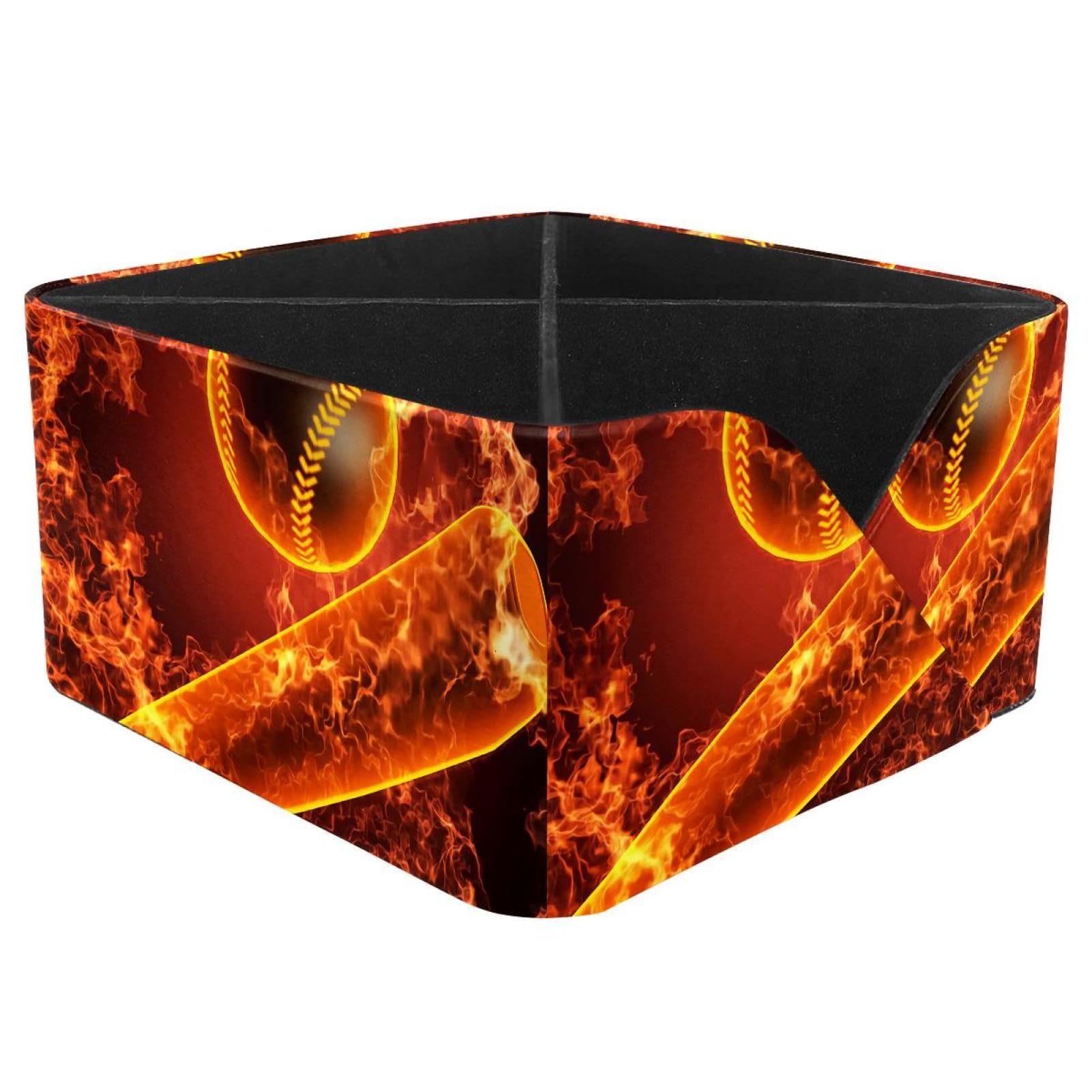 KengjuTesu Fire Playing Baseball Desktop Organizer Pen Holder, Rectangular Pencil Cup for Office, Study and Makeup Stations