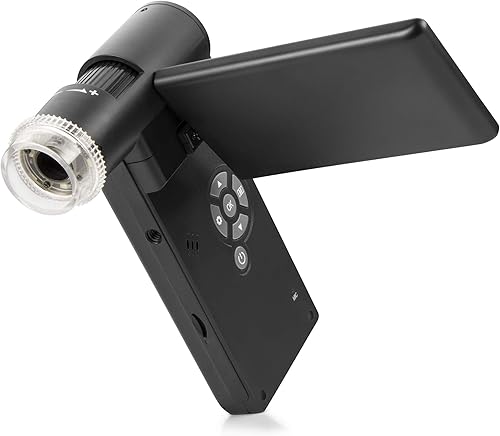 Miniatura 3 de Vividia UM049 Microscopio LCD digital portátil de mano con pantalla IPS de 4 "polarizador incorporado Batería recargable 10x a 300X aumento 12M Foto