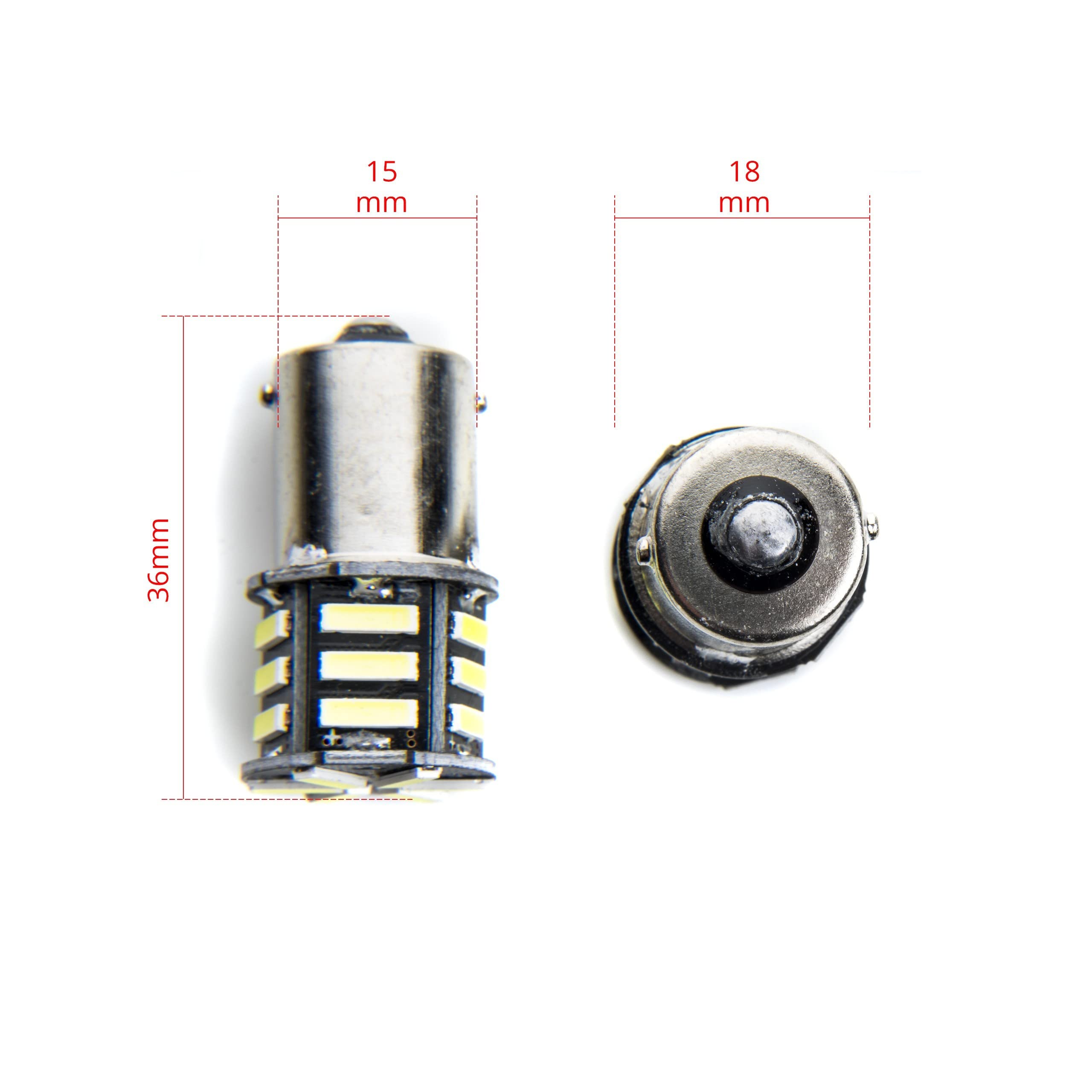 EinParts Żarówki LED P21W 12V 6000K (Biały Zimny), Diody 21x SMD 7020, 2 Sztuki
