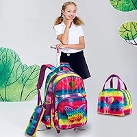 Vista 6 de Egchescebo Mochila con ruedas para niñas con ruedas para niños y niñas, mochila con ruedas