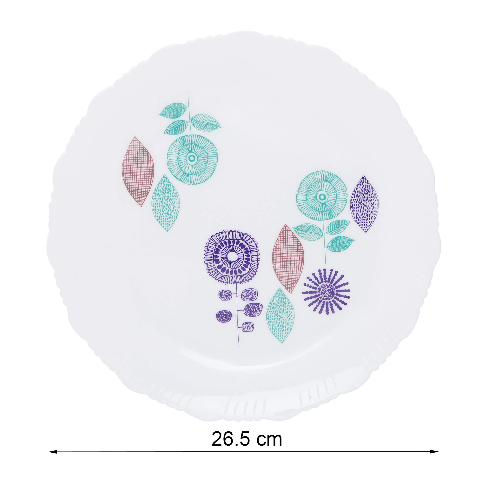 Cutting EDGE Round Serrated Edges Dinner Plates with Floral Printed Design for Families, Parties, Unbreakable, Kid Friendly, Microwave Safe, Dishwasher Safe, Big, Green (Set of 3) 3