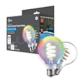 GE Smart LED Light Bulbs, G25 Globe Bulb, Room Décor Aesthetic, Color Changing Light Bulbs, 60W Equivalent, Works with Amazon Alexa and Google Home (2 Pack)