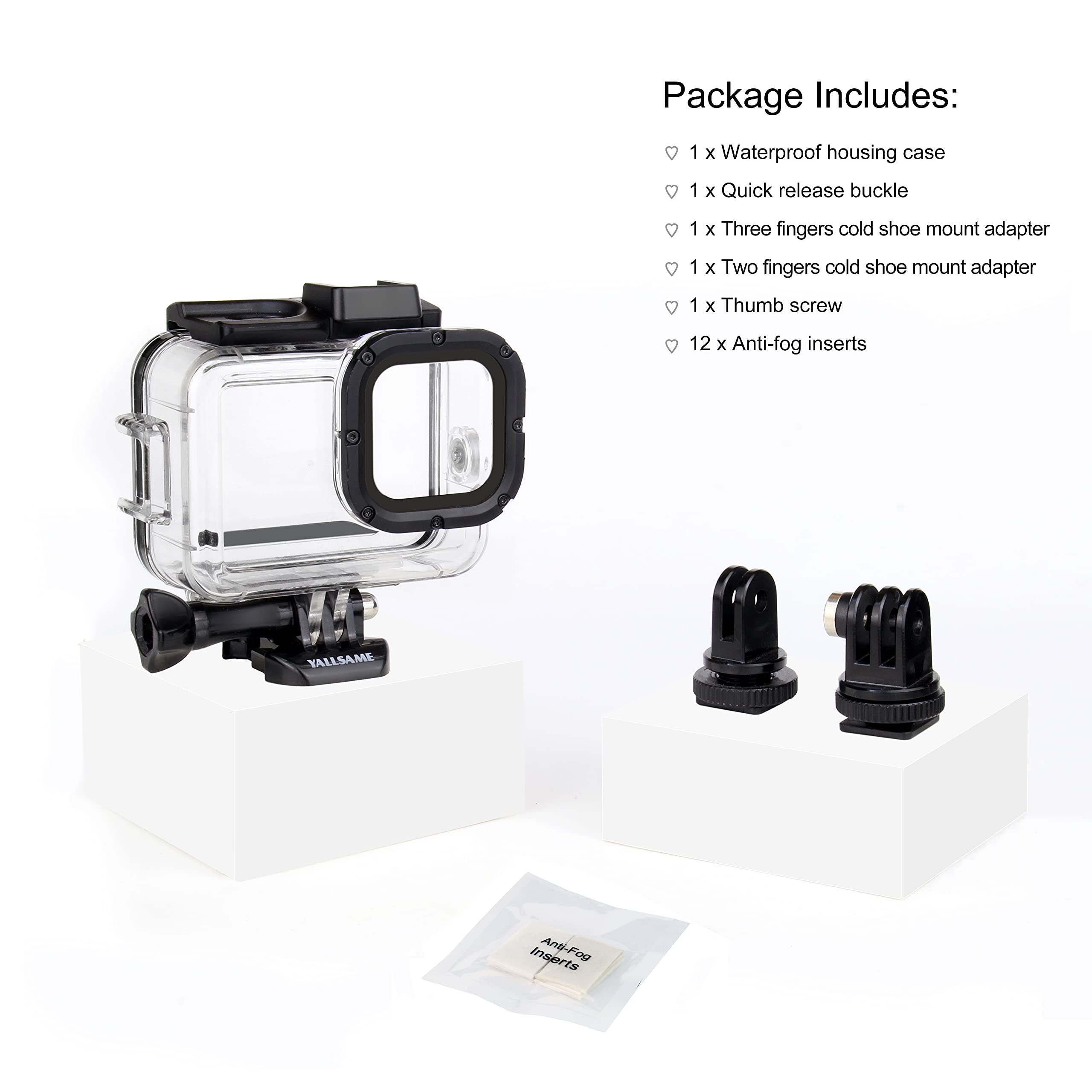Carcasa impermeable de 60 m para GoPro Hero 8, color negro
