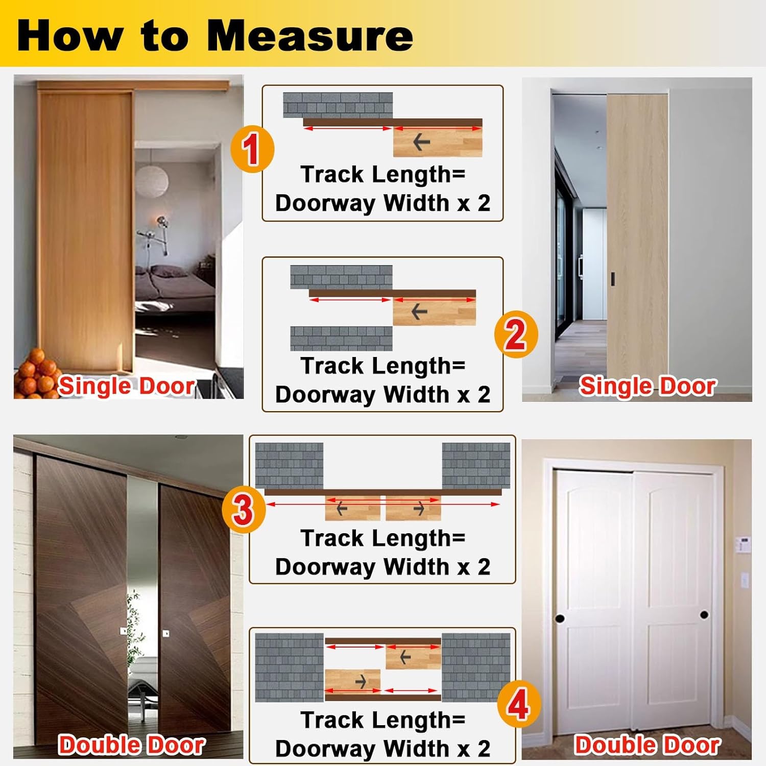 Sliding Door Hardware Kit for Single Double Gate, Interior Outdoors Top Mount Aluminum Door Rail, Replacement Pocket Door Track and Rollers(Single-Track,370cm/12.1ft)