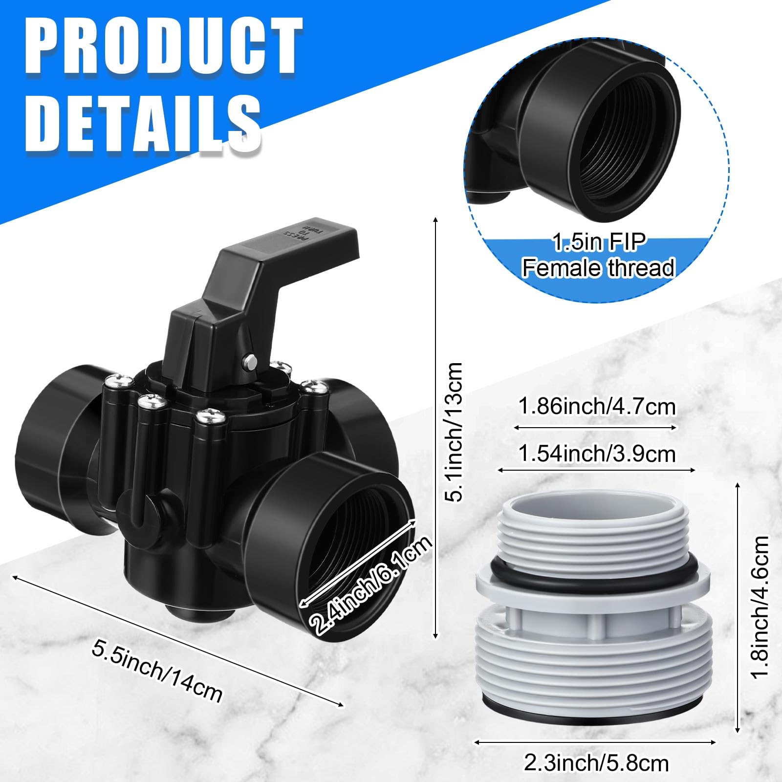 Snapklik.com : DoubleFill 3 Way Swimming Pool Diverter Valve Hose Adapter