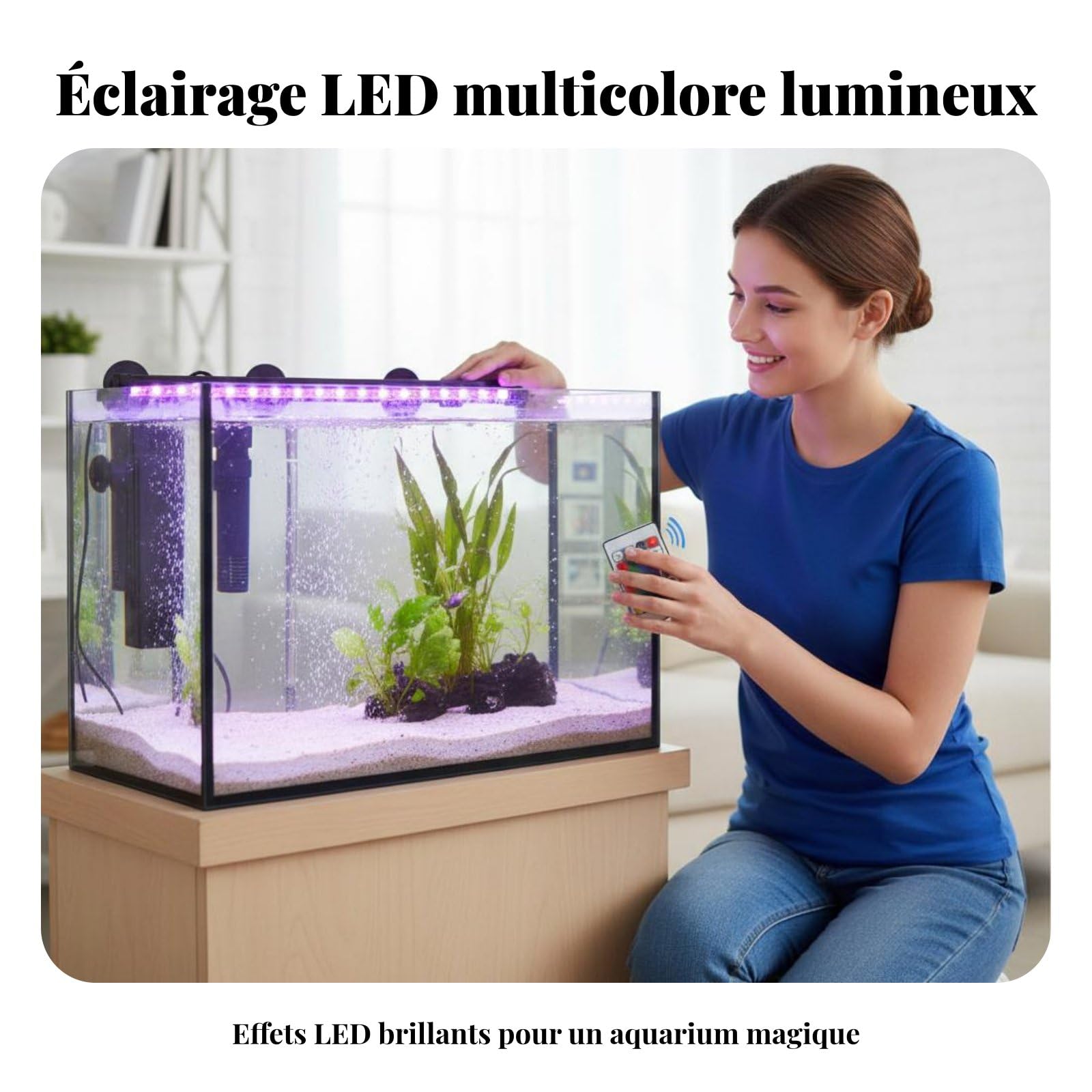 Aquarium Lampe Bar Bubble Lumière Submersible RGB à Télécommande Multi-modes Effets Bubble Décoratif Convient pour Animaux Aquatiques Maison Aquarium Passionnés, 76.5CM, Prise AU
