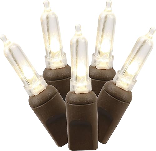 Vickerman 100 luces LED italianas blancas cálidas en cable marrón, 34' cadena de luz de Navidad